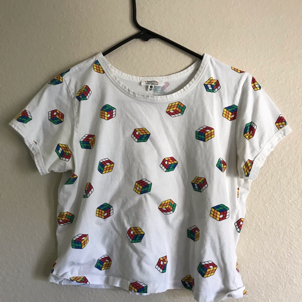 Puzzle cube cropped shirt